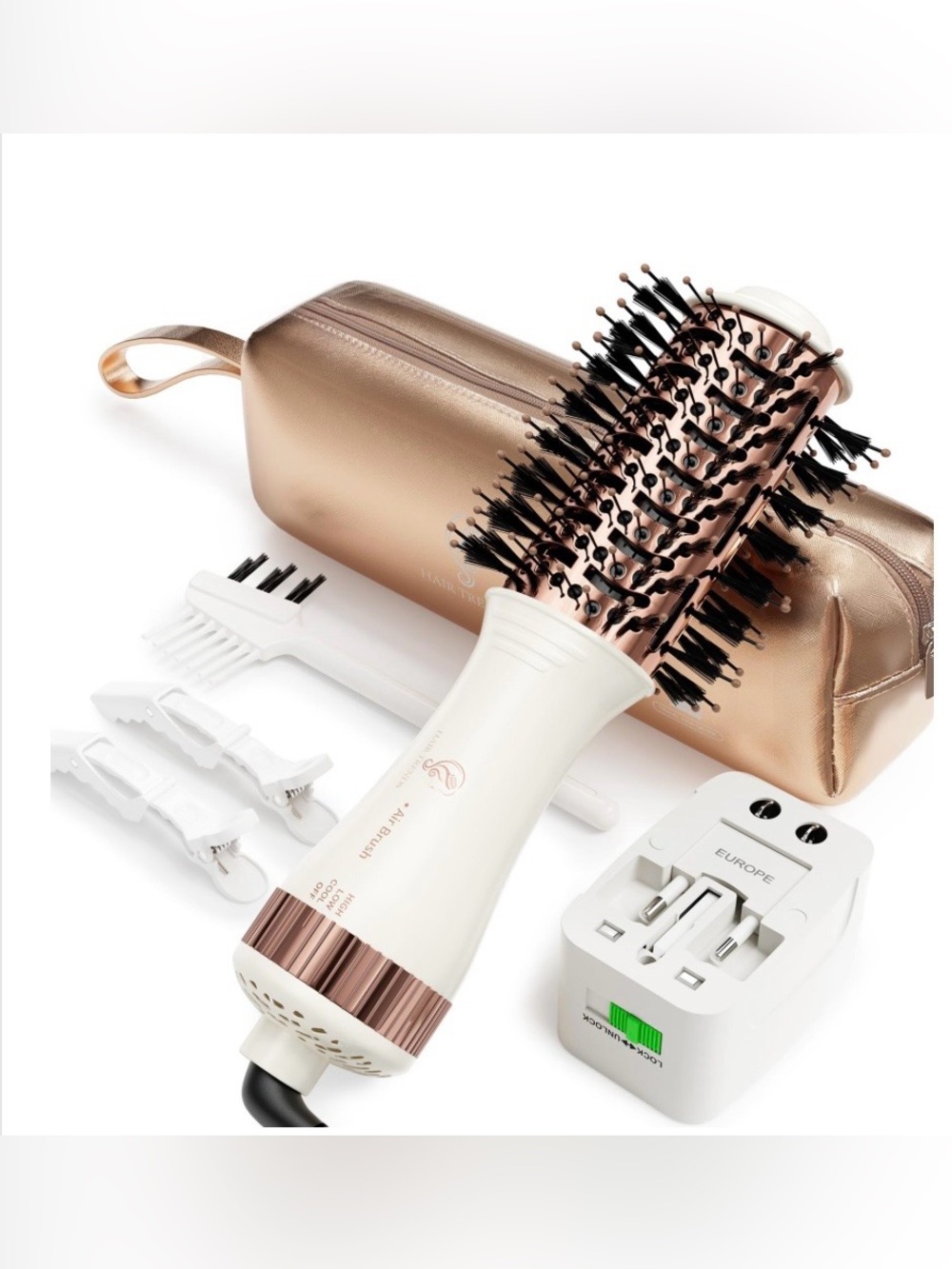 Travel Blowdryer Hot Air Brush Nano Titanium Volumizer 120-240 Volt - 2” OVAL
